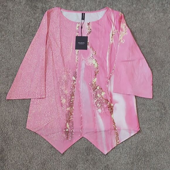 New With Tags Just Fashion Now Size Large Women's Abstract Print Polyester Top - Picture 8 of 17